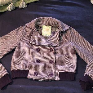 Flying Tomato cropped Coat - Purple and White Stripes NWT